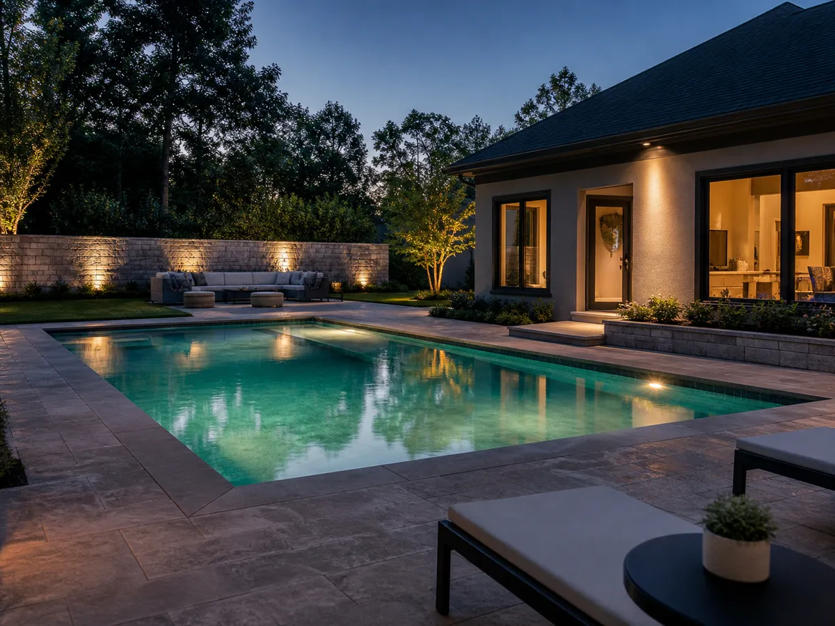 Piscina reformada con zona de chill-out