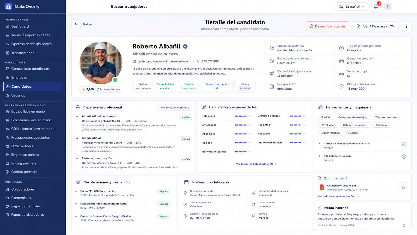Detalle de candidato